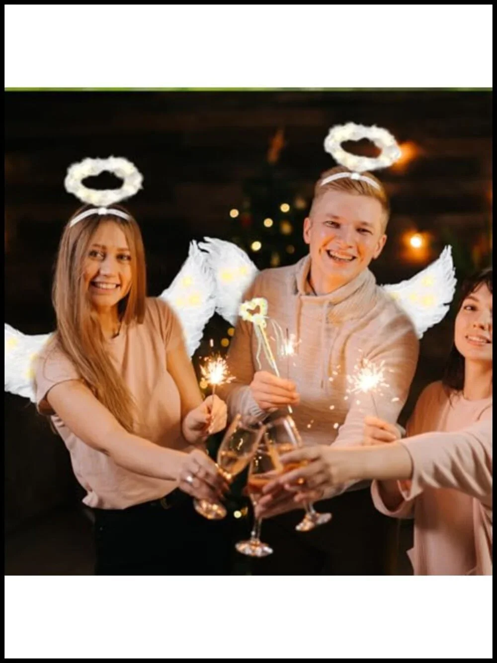 Large Light Up Angel Wings Costume Set with Halo Wand